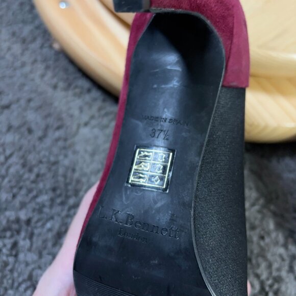 LK Bennett Heels Womens Size 7 Red Suede Pointed Toe Stiletto Slip On Pumps - Picture 9 of 9